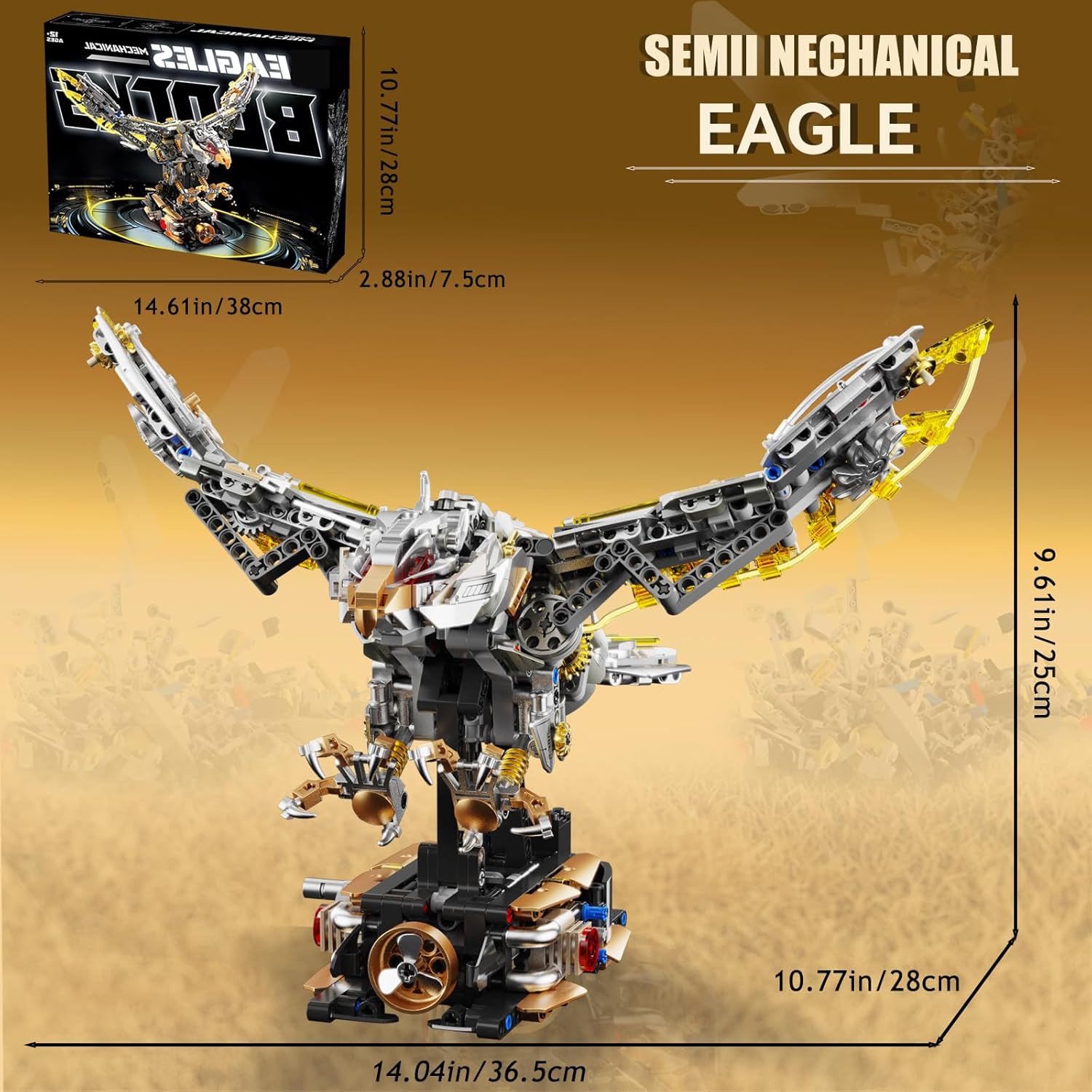 Mechanical Eagle Building Set with Mechanical Articulation & Light Effects. Realistic Details, Compatible with LEGO Animal Series, Ideal for Home & Office Display Collectible Model (1168PCS)