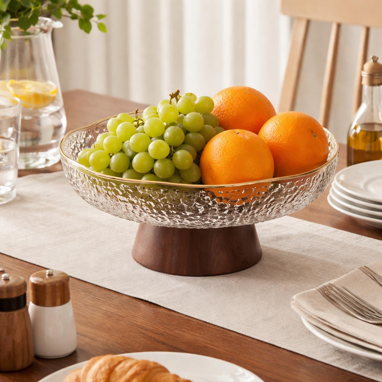 KESOTO Frutero con Pedestal, Soporte para Aperitivos, Bandeja de Almacenamiento Multiusos con Orificios de Drenaje para Cocina, Comedor, Hogar, Regalo, Gris, Individual