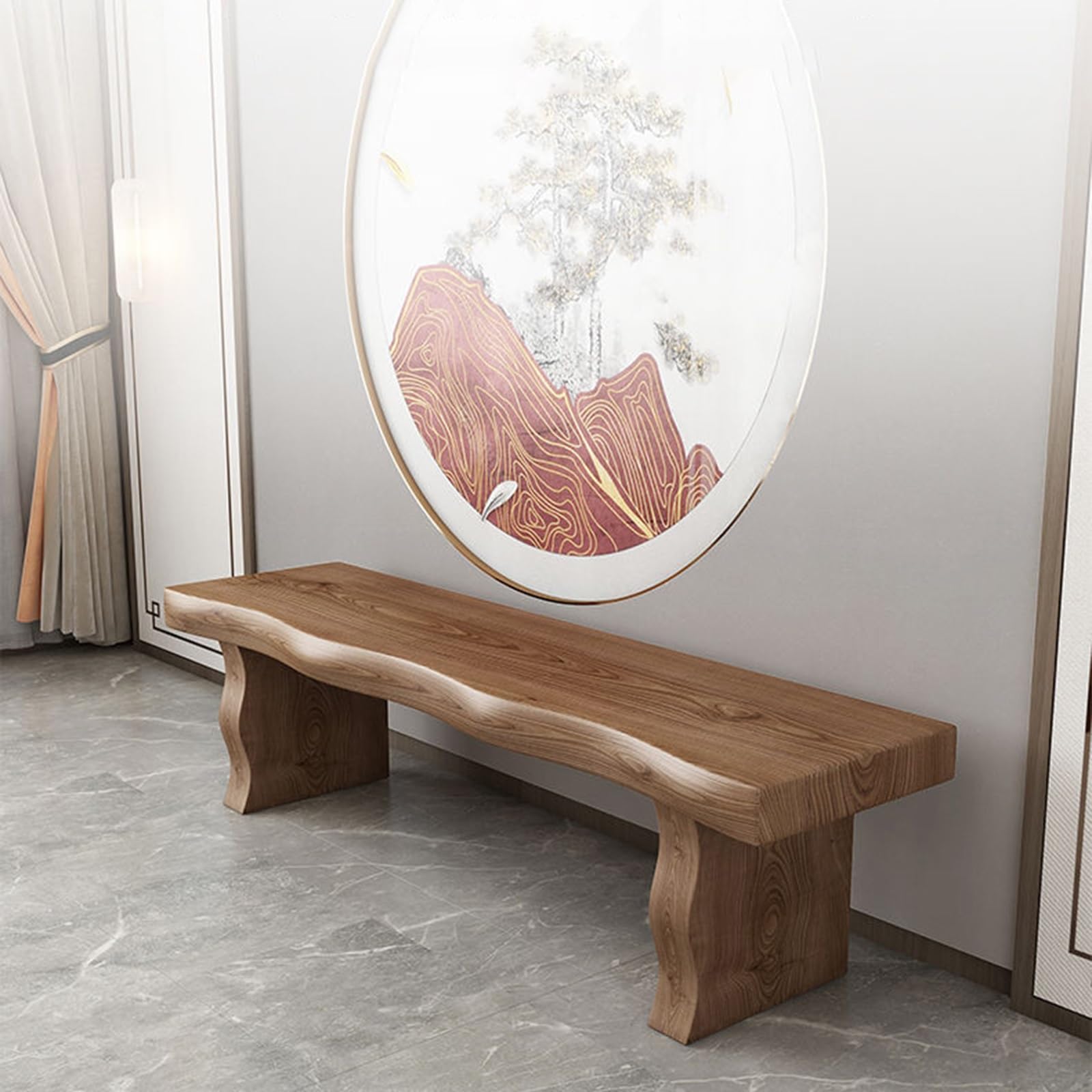 Banc d'intérieur en bois massif de style campagnard pour salon ou salle à manger, banc à chaussures ou banc d'entrée, marron, banc de table de cuisine intérieure, pour salle à manger de style campag