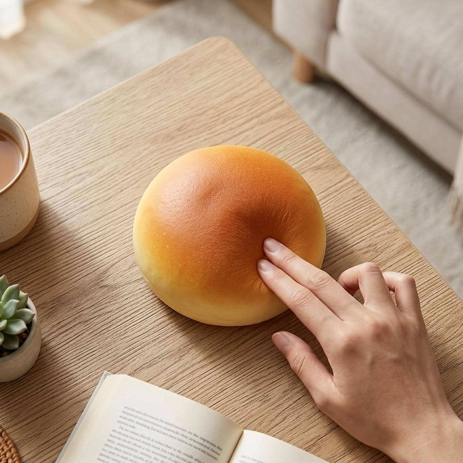 Bread Squishies, Squishies Bread, Stress Relief Tool for Adults with Anxiety, Butter Scented Sensory Experience, Portable Desk Decor, 3.9 Inch Diameter image 5
