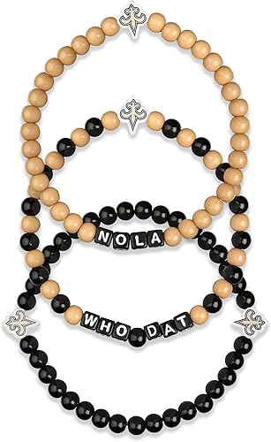 Miniatura 5 de FOCO NFL - Paquete de 3 pulseras de la amistad con cuentas con logotipo de equipo de la NFL unisex para adultos