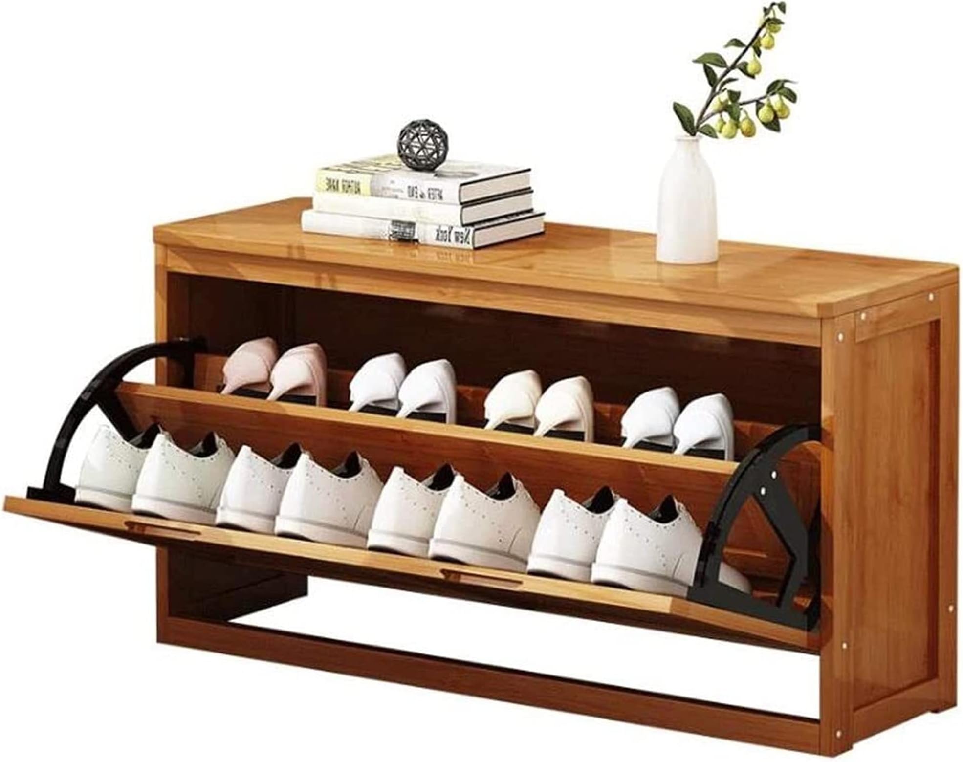 Shoe Cabinet|Shoe Bench|Shoe Rack|Easy to Use,Self-Assembly,Space Saving,Wide 2 Tier Storage Shelf to Fill All Types of Shoes|802443cm|Easylife Lifestyle Solutions|Store Up to 8 Pairs of Shoes|in Na