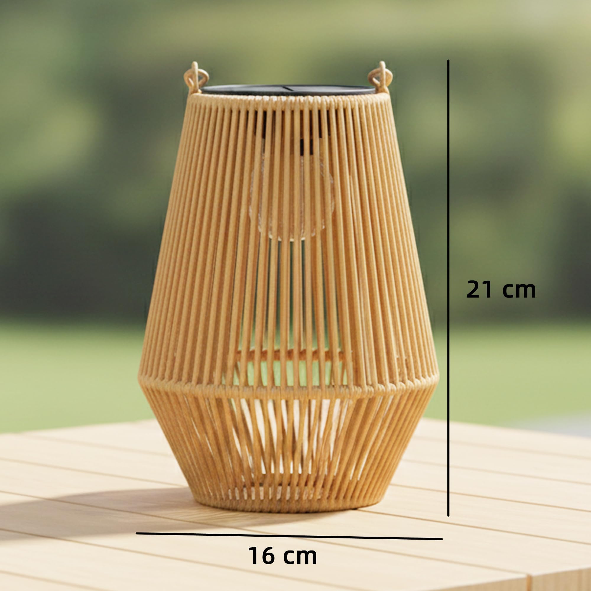 Lot de 2 lanternes tressées auto-éclairantes à énergie solaire pour décoration d'ambiance de camping et de jardin