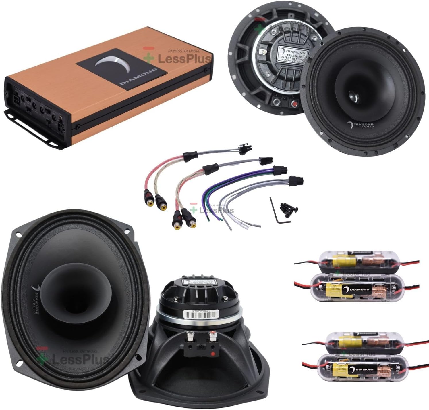 Diamond Audio MP654 6.5 y MP694 6x9 Parlantes y Amplificador