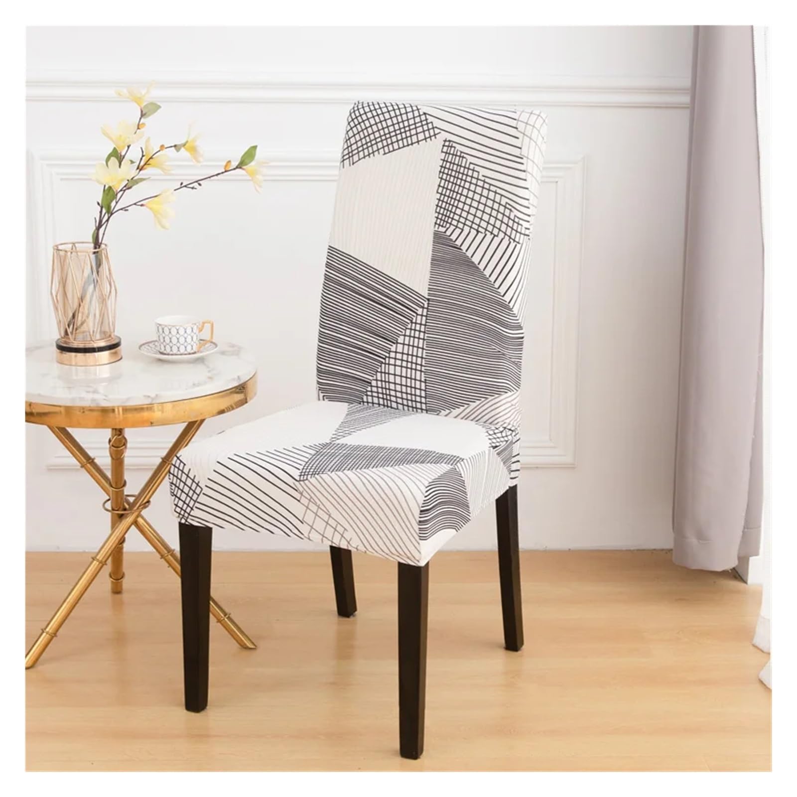 GCYEIDMA Printed Chair Covers 4/6PCS Dining Chair Covers Stretch Printed Removable Washable Furniture Protectors Spandex Dust-Proof(S,6PCS)