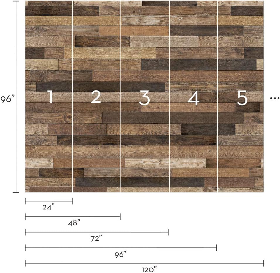 Simple Shapes Reclaimed Wood Mural Wall Art Wallpaper - Peel and Stick (5 Sheet Pack - 2ft x 9ft)