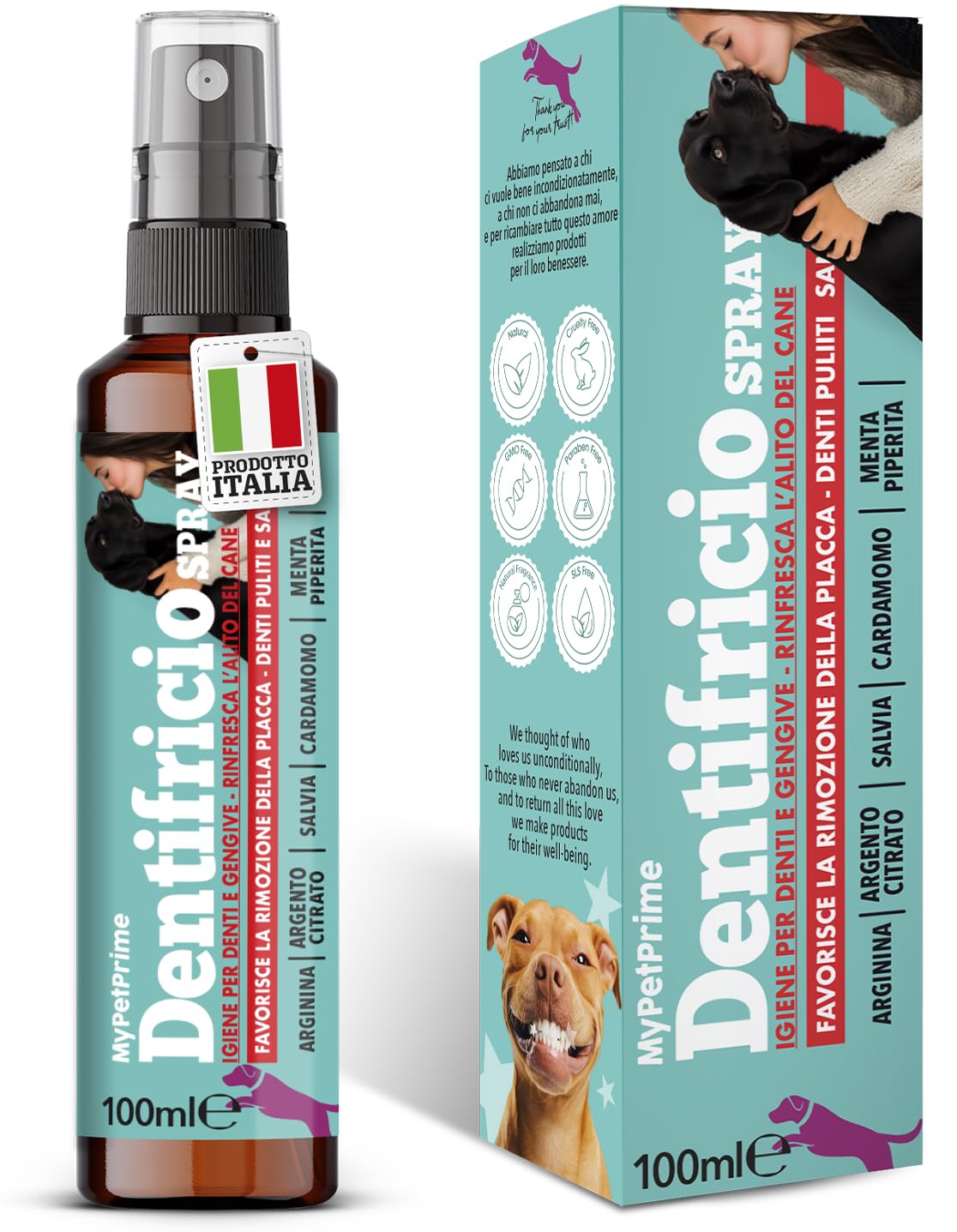 MyPetPrime Dentifricio per Cani Spray con Argento Citrato e Arginina 100 ml