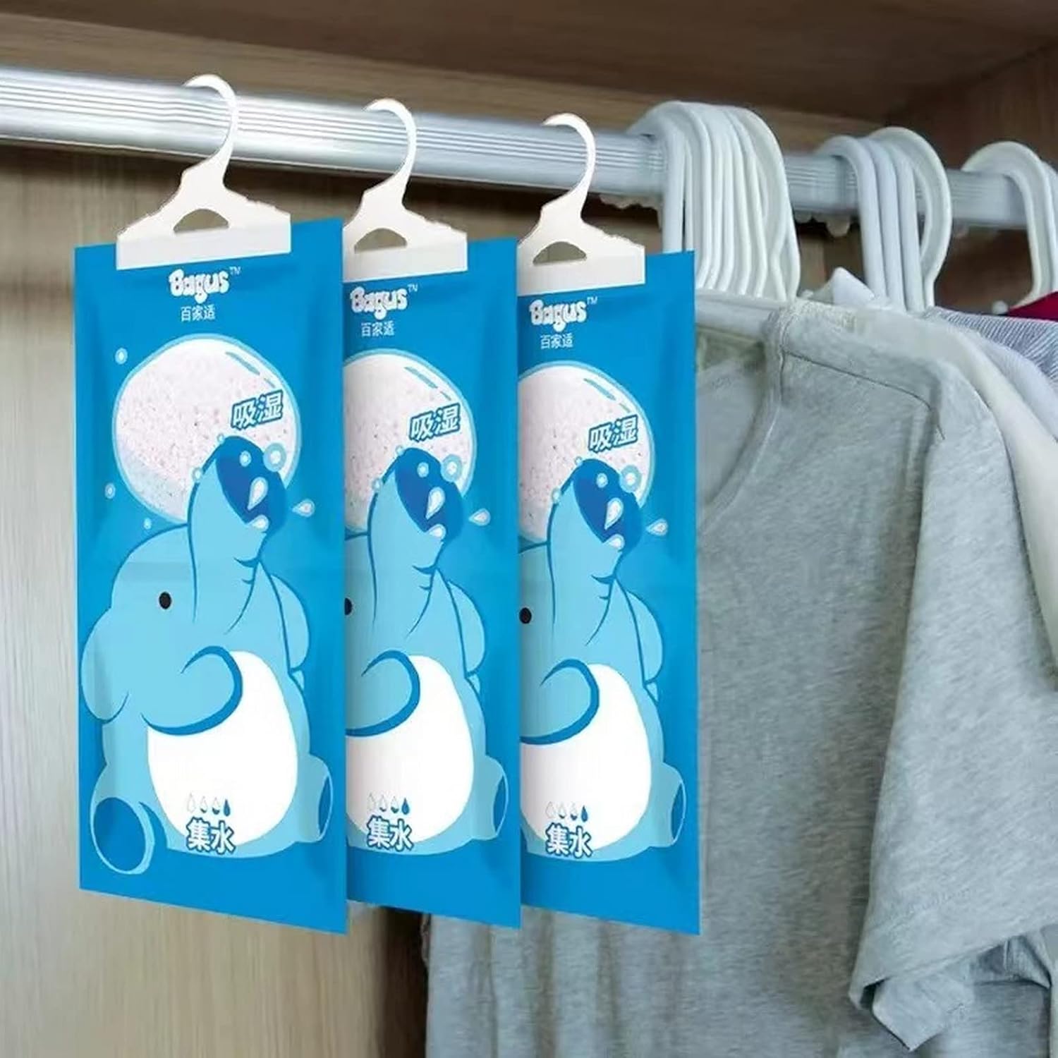 Bagus Hanging Moisture Absorber Bags (12 Pack) - Fragrance-Free Dehumidifier for Closet, Bathroom, RV, Boat & Storage Spaces, Compact Design with 12.5 Oz High-Capacity Absorption