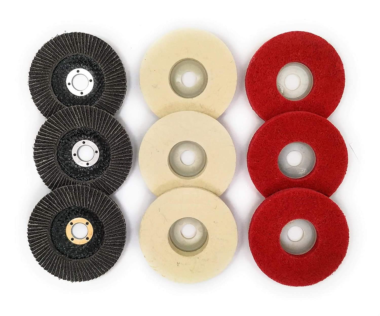 Generic Non-Woven Felt Pad Emery Flap Disc-Nylon Fiber Wheel for Sanding Buffing Polishing (4 Inch, Random Colour) -Pack of 9 Pieces (B0894PDLJW) Amazon Price History, Amazon Price Tracker