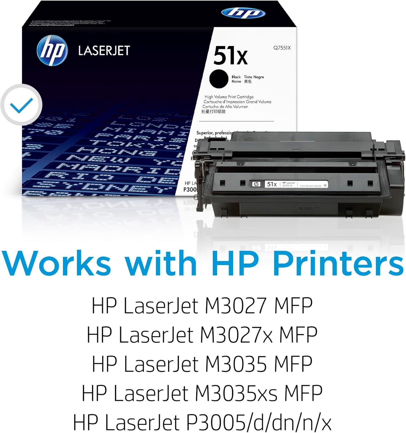 Original HP 51X Black High-yield Toner Cartridge | Works with HP LaserJet P3005 Series; HP LaserJet M3027, M3035 MFP Series | Q7551X