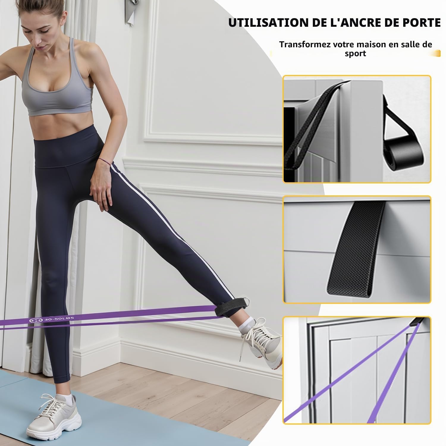 Lot de bandes de résistance avec ancre de porte