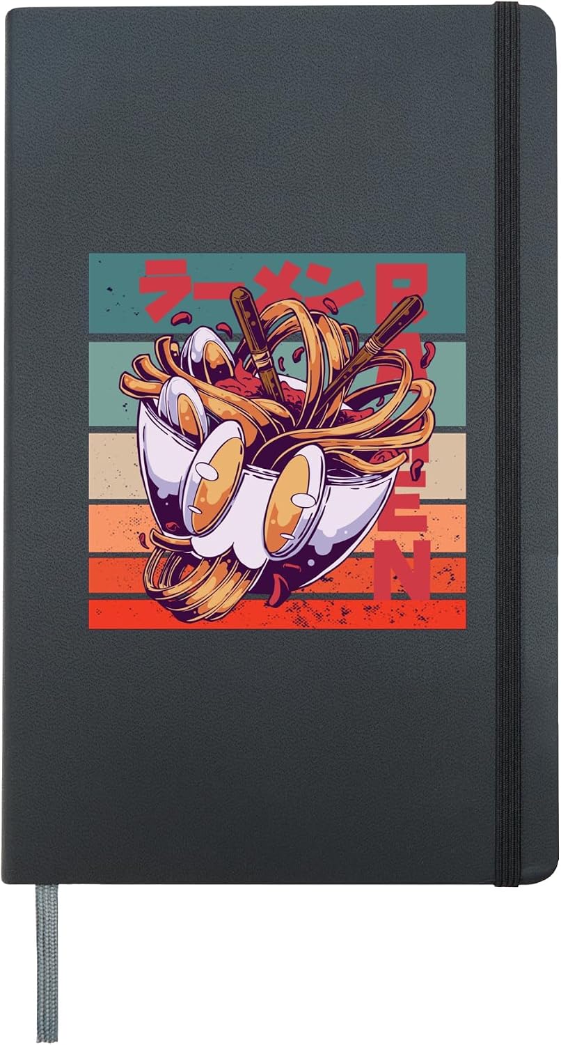 Anime Ramen Japanese Kawaii Anime Lover Ramen Noodles Hardcover Journal, Black