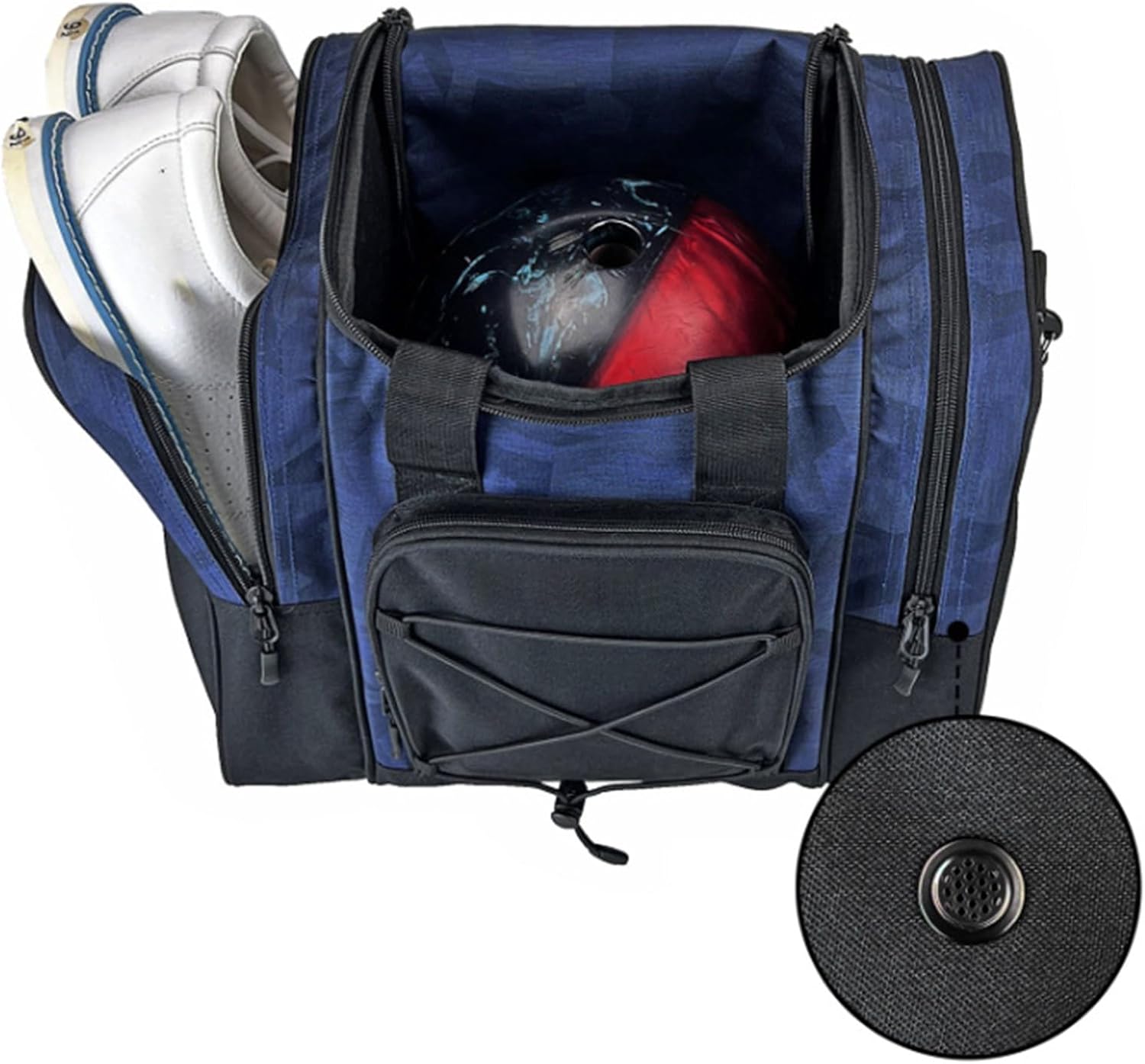 Bowling Ball Bag - Padded Tote, Single Ball Holder Case | Portable Shoe Compartment Storage with Strap, Zipper Accessory Pocket, Duraable Handle Grip, Travel Sports Bag for League or Practice Use