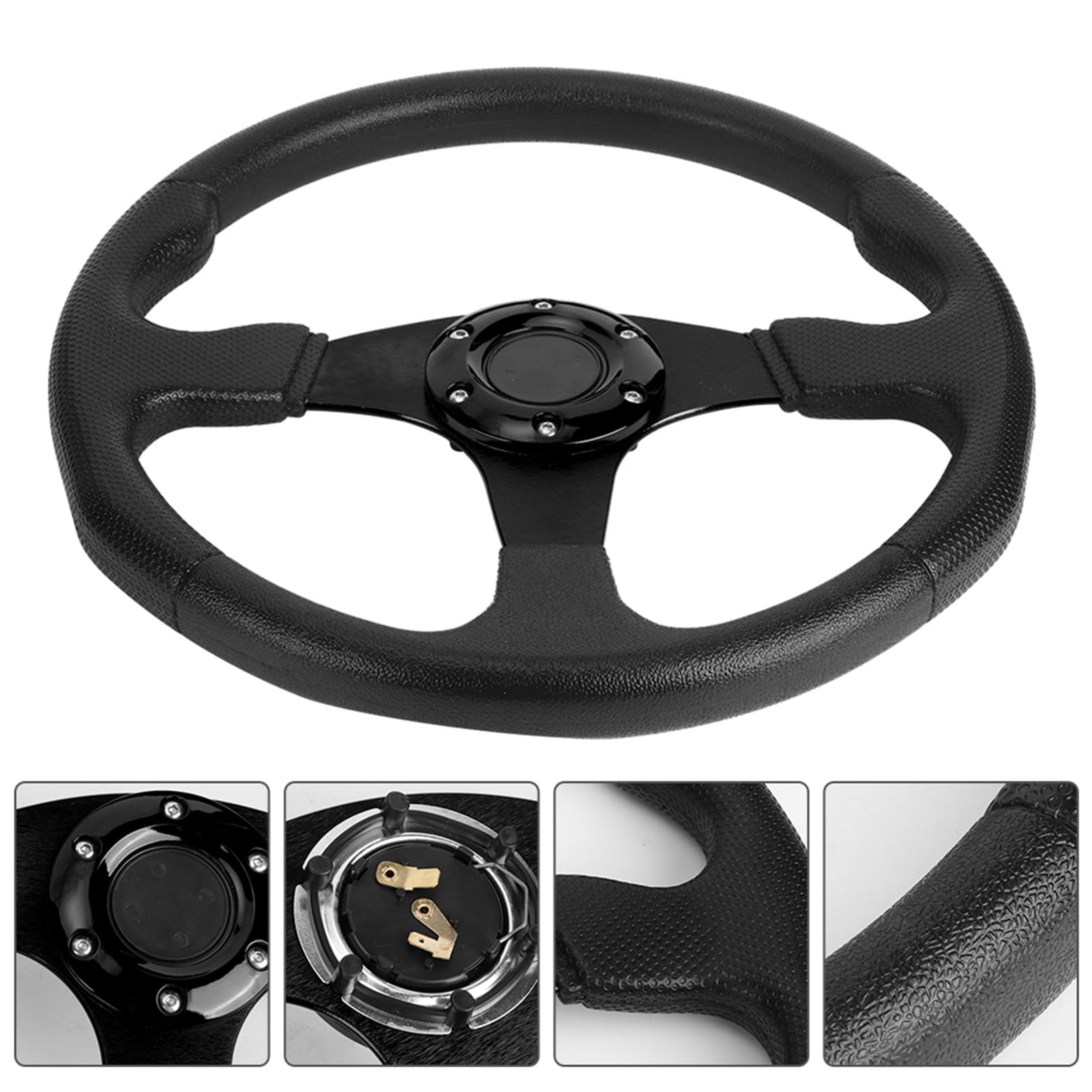 Volante de coche de carreras,volante deportivo,plato profundo,6 pernos,accesorio universal modificado,350 mm/14 pulgadas(Negro),Modificación del automóvil/modernización