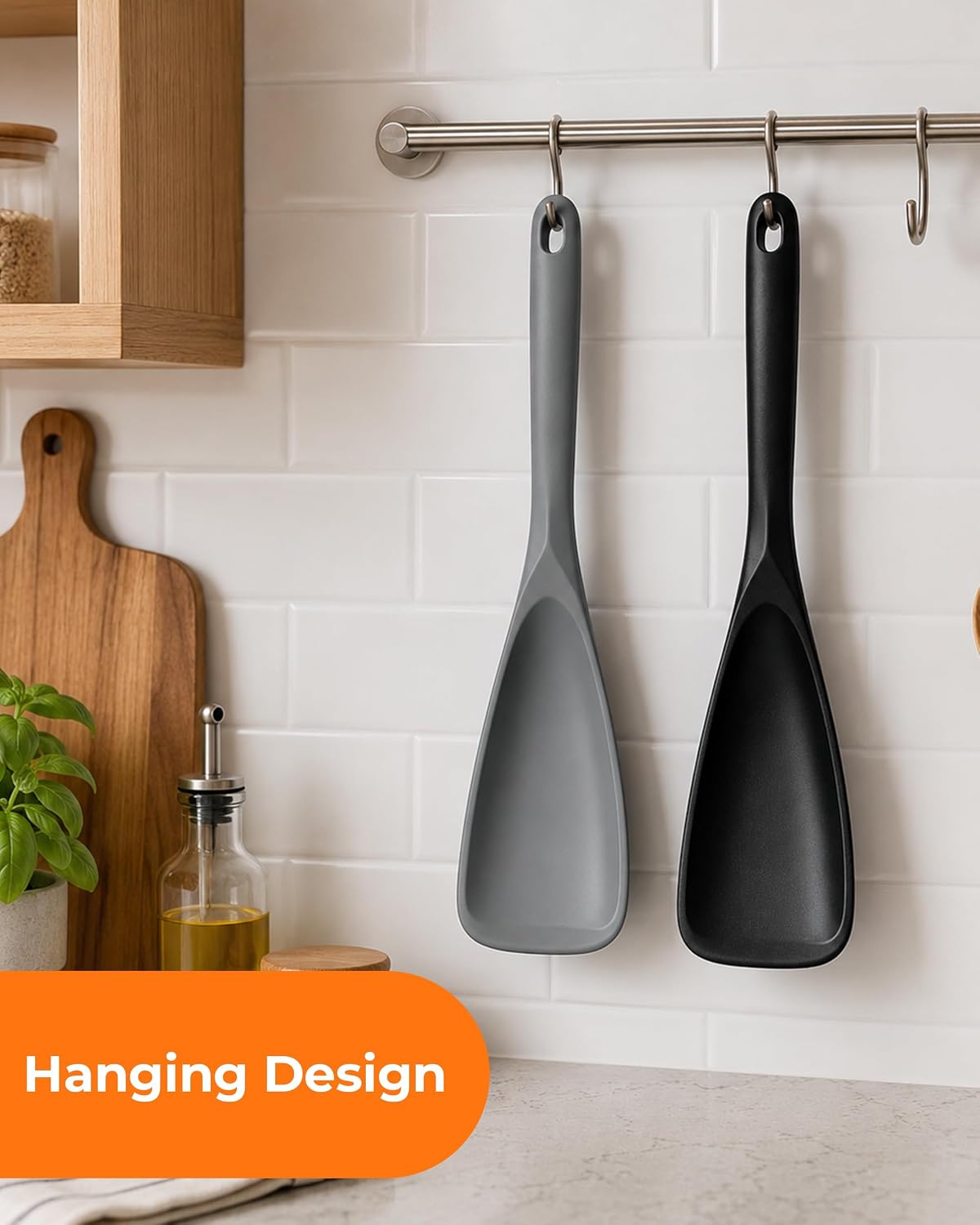 2-Pack Silicone Cooking Spoons & Spoonulas with S-Hooks image 2