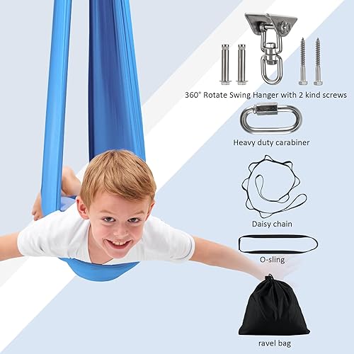 Miniatura 7 de Columpio sensorial, columpio de terapia para niños con necesidades especiales (herramientas incluidas), columpio de hamaca, ayuda para TDAH,