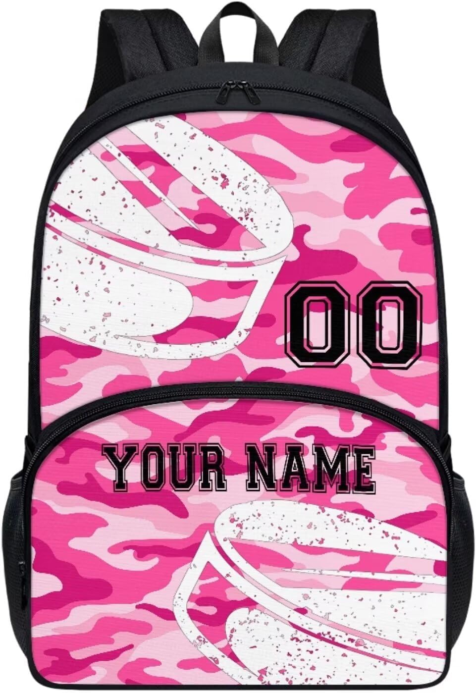 Howilath Custom Backpack for Girls Pink Camo Tennis Kids Back to School Bookbag, 17 Inch Sport Lovers Backpack Fashion Bookbags Shoulder Bag