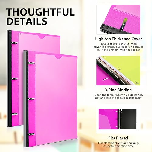 Miniatura 3 de MAKHISTORY Carpeta telescópica de 3 anillas, 4 unidades, carpeta flexible con cubierta frontal personalizada, bolsillo transparente para catálogo, 3