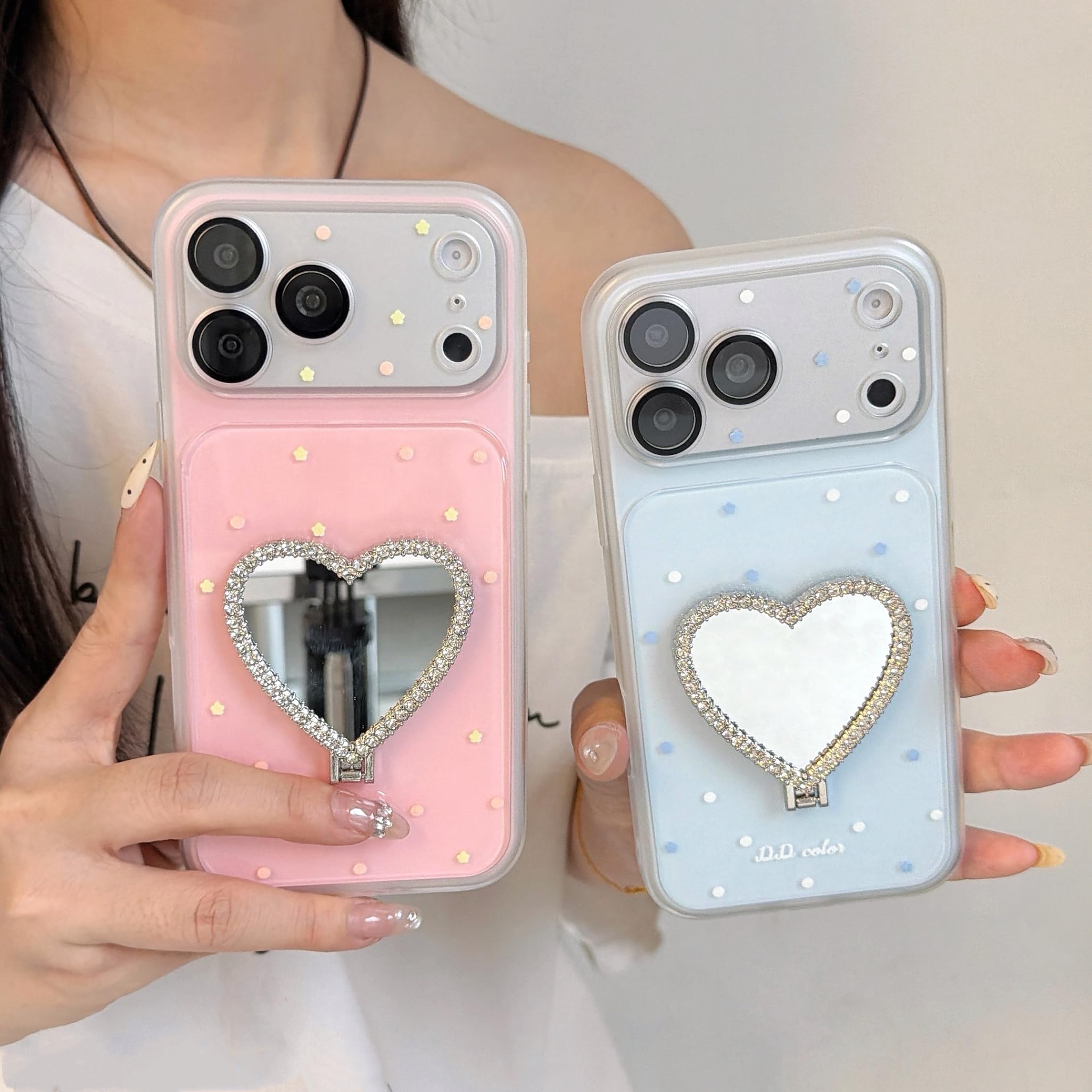 Amazon.co.jp: RNOZX For iPhone 14用 ハートミラーデザイン 耐衝撃