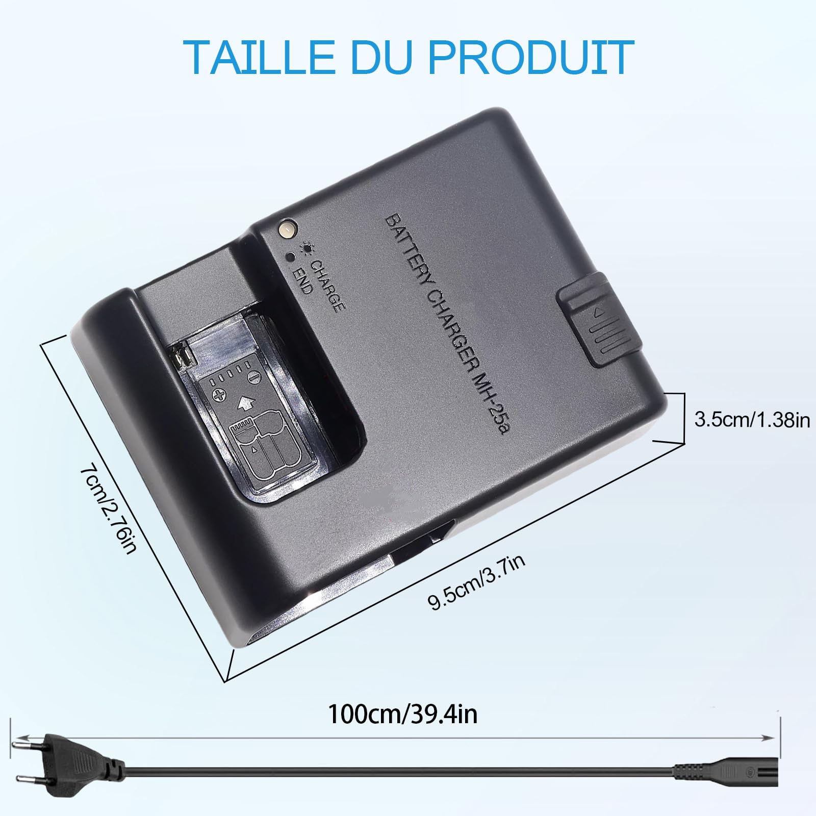 MH-25a - Caricabatterie compatibile con EN-EL15c EN-EL15 EN-EL15a EN-EL15b Batteria Nikon D850 D750 D7500 D7200 D7000 D7100 Coolpix Z5 Z6 Z7 D610 D600 D800 D80 10 Macchina fotografica & 100 cm AC Cord