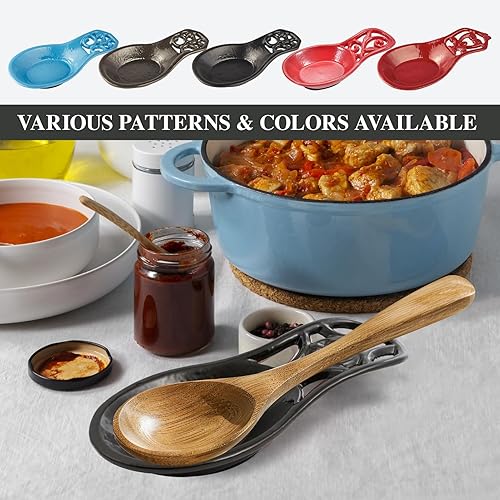 Miniatura 2 de Soporte para cuchara de cocina para estufa, soporte de cuchara de hierro fundido para encimera de cocina, soporte de utensilios de alta resistencia,