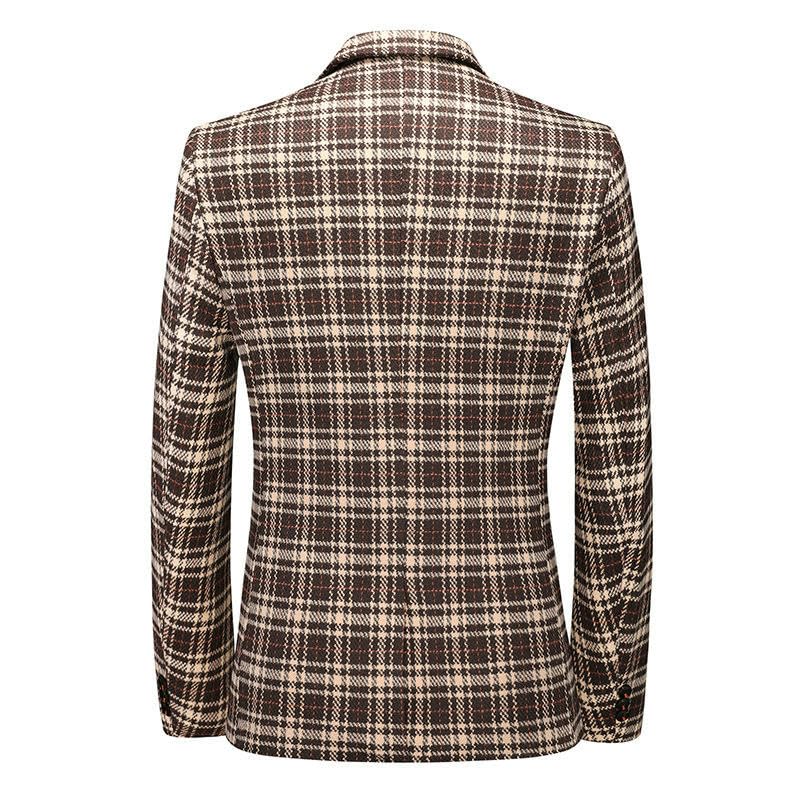 Men's Casual Slim Fit Plaid Banquet Formal Wear Blazer4