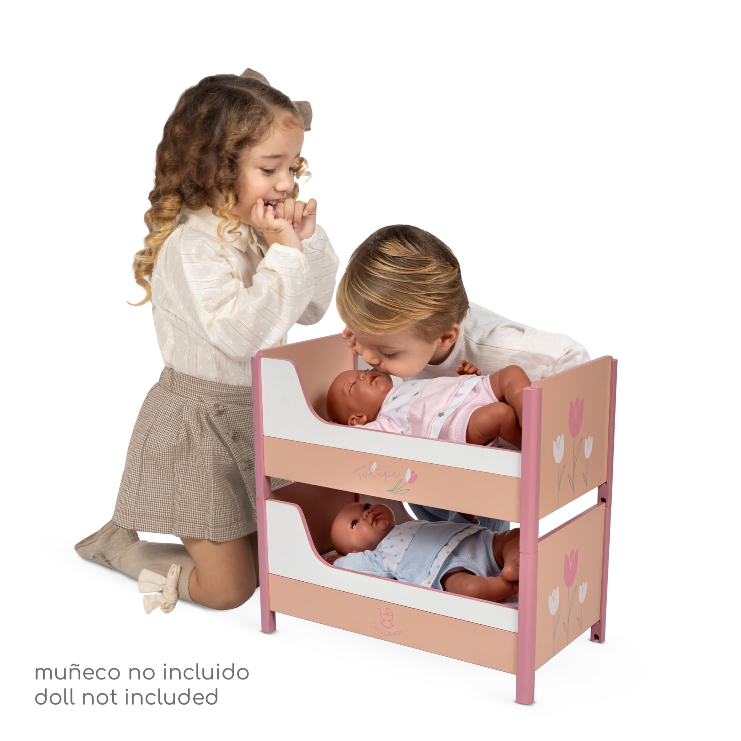 DE CUEVAS TOYS- Litera Madera Muñecas, Color Rosa, Grande (54274)