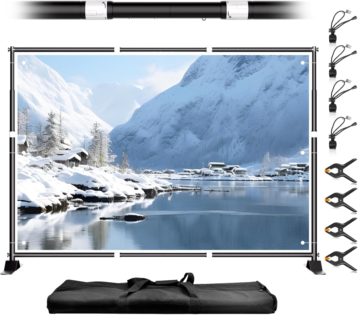 10 x 8FT Backdrop Banner Stand, Heavy Duty Adjustable Photo Background Support Frame Kit, Step and Repeat Stand for Photo Booth, Parties, Exhibition, Trade Show, Wedding 8x10ft Black