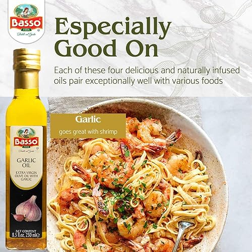 Miniatura 2 de Aceite de oliva virgen extra virgen de alta calidad con infusión de ajo, 8.5 onzas líquidas (8.5 fl oz), cocinar, sumergir, aderezar y degustar,