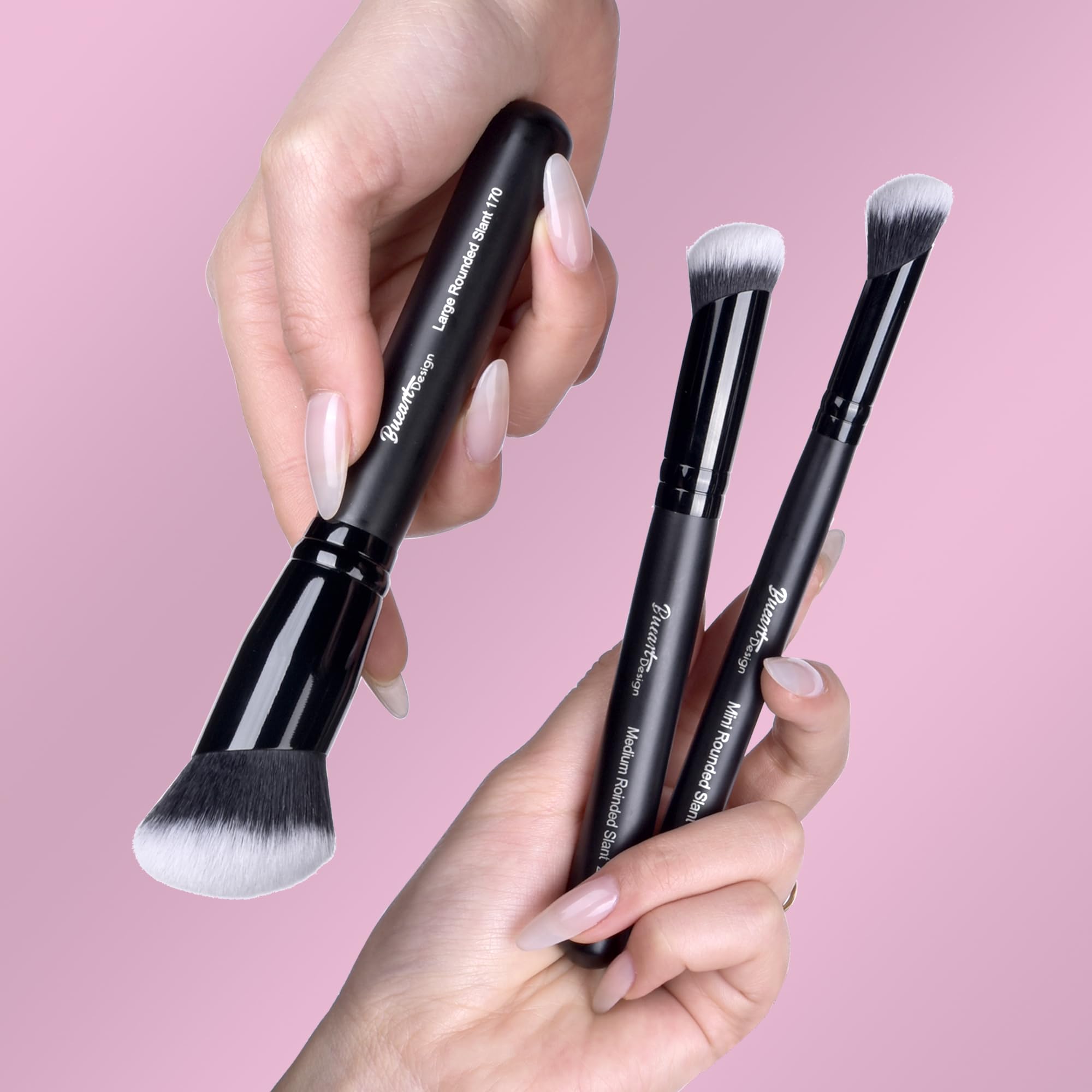 Bueart Design Contoured Foundation Brush set for Liquid, Cream, Bronzer Concealer with Ultra Soft Dense Hair Angled Rounded Contour Blush Makeup Brush Set for Blending Setting Buffing powder M16