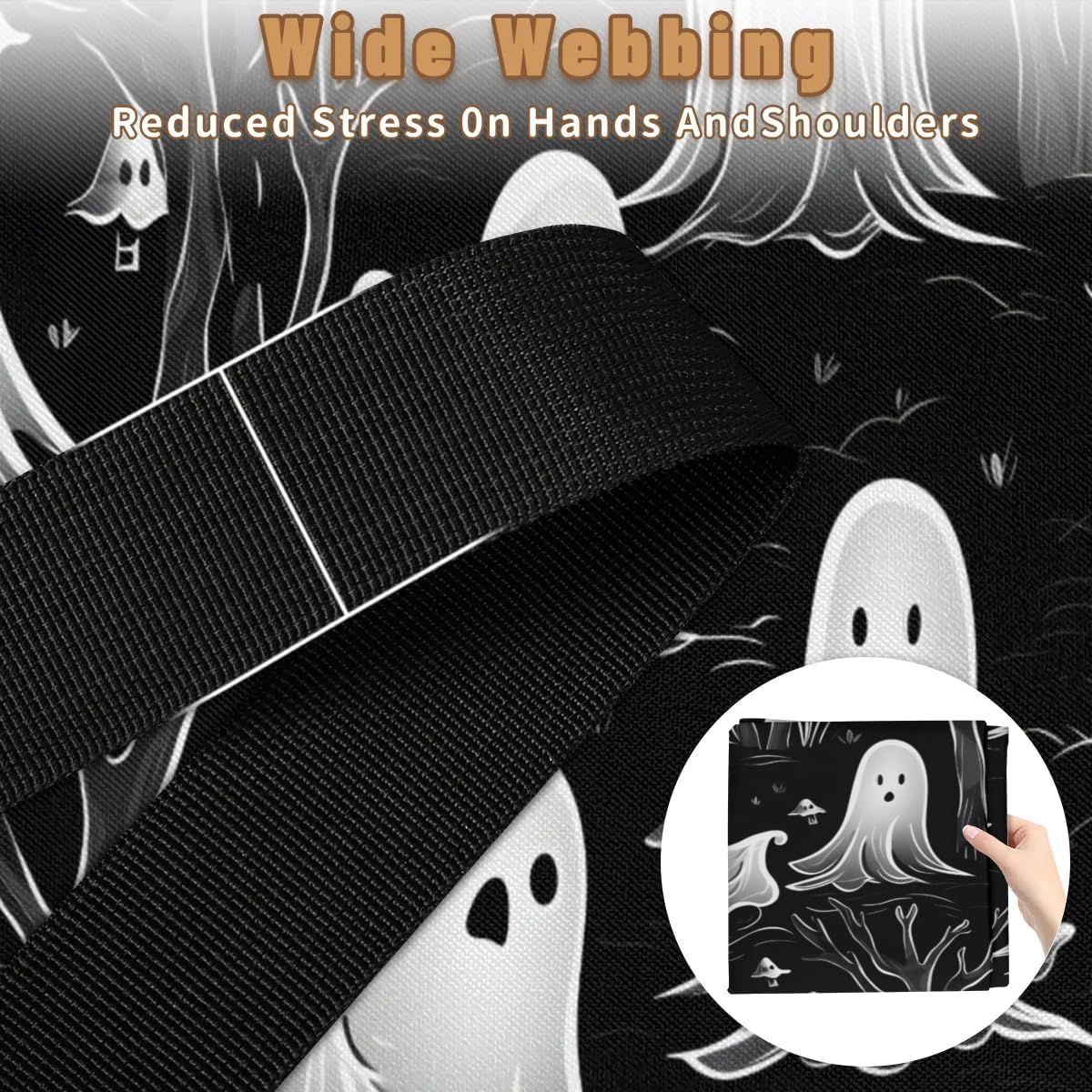 Honeybaby 214L Extra Large Comforter Storage Bag Ghosts Pattern Halloween Storage Totes with Lids Waterproof Closet Organizer Folding Blanket Storage Bags for Clothes Bedding Pillows