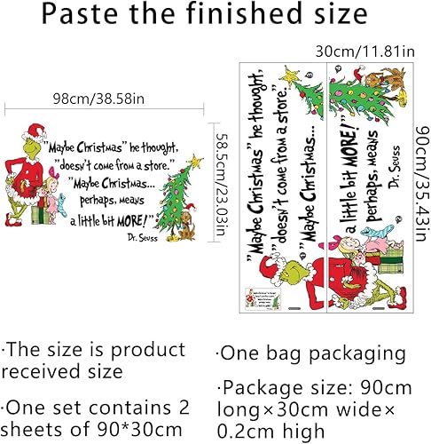 Miniatura 75 de Calcomanías de pared para árbol de Navidad de 38.58 x 37 pulgadas, calcomanías de pared extraíbles para ventana de Navidad, decoración para Navidad