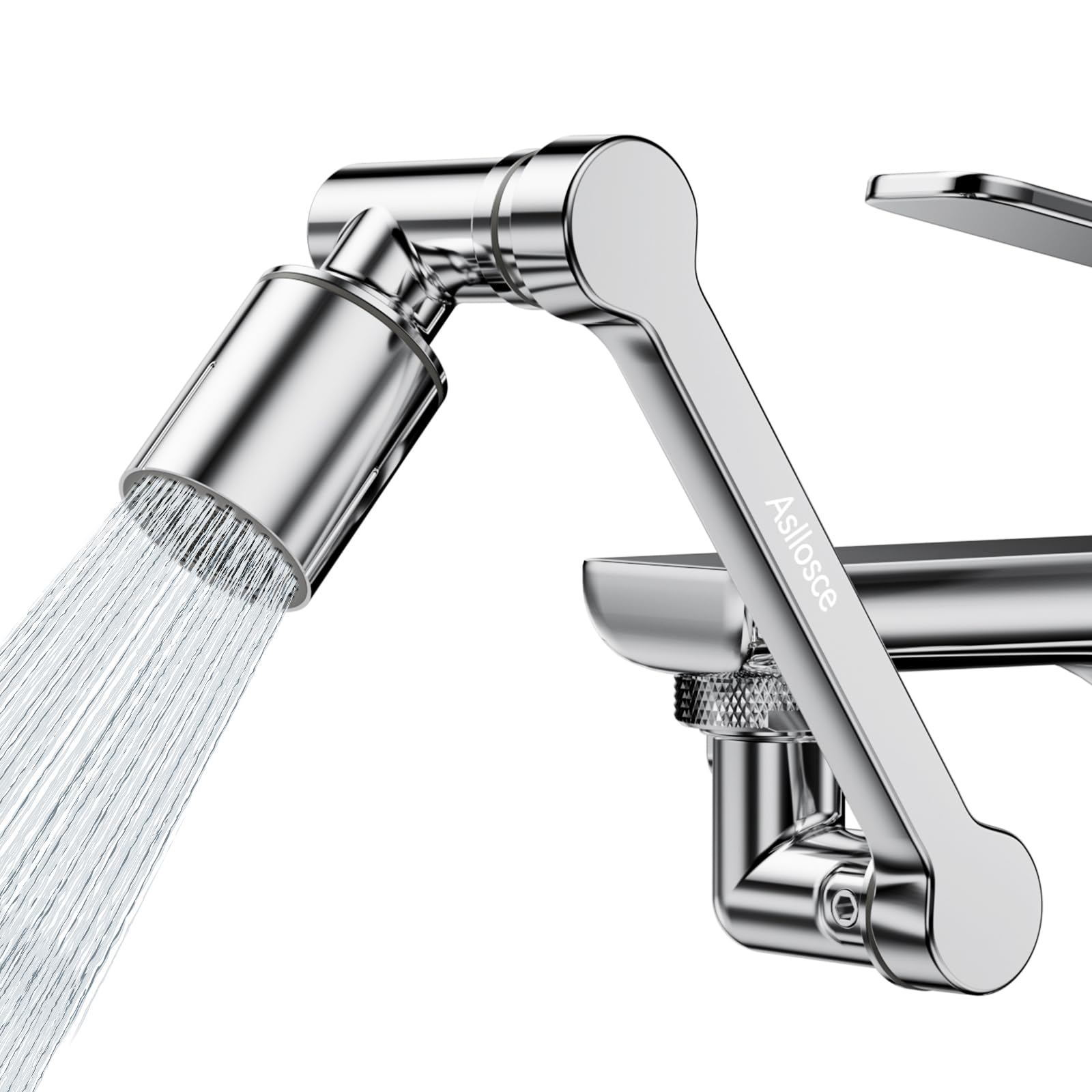 1080° Rotating Faucet Extender, Brass Faucet Multi-functional Spray Nozzle Extender, Universal 36° Rotating Mechanical Arm Bathroom Faucet Extender,