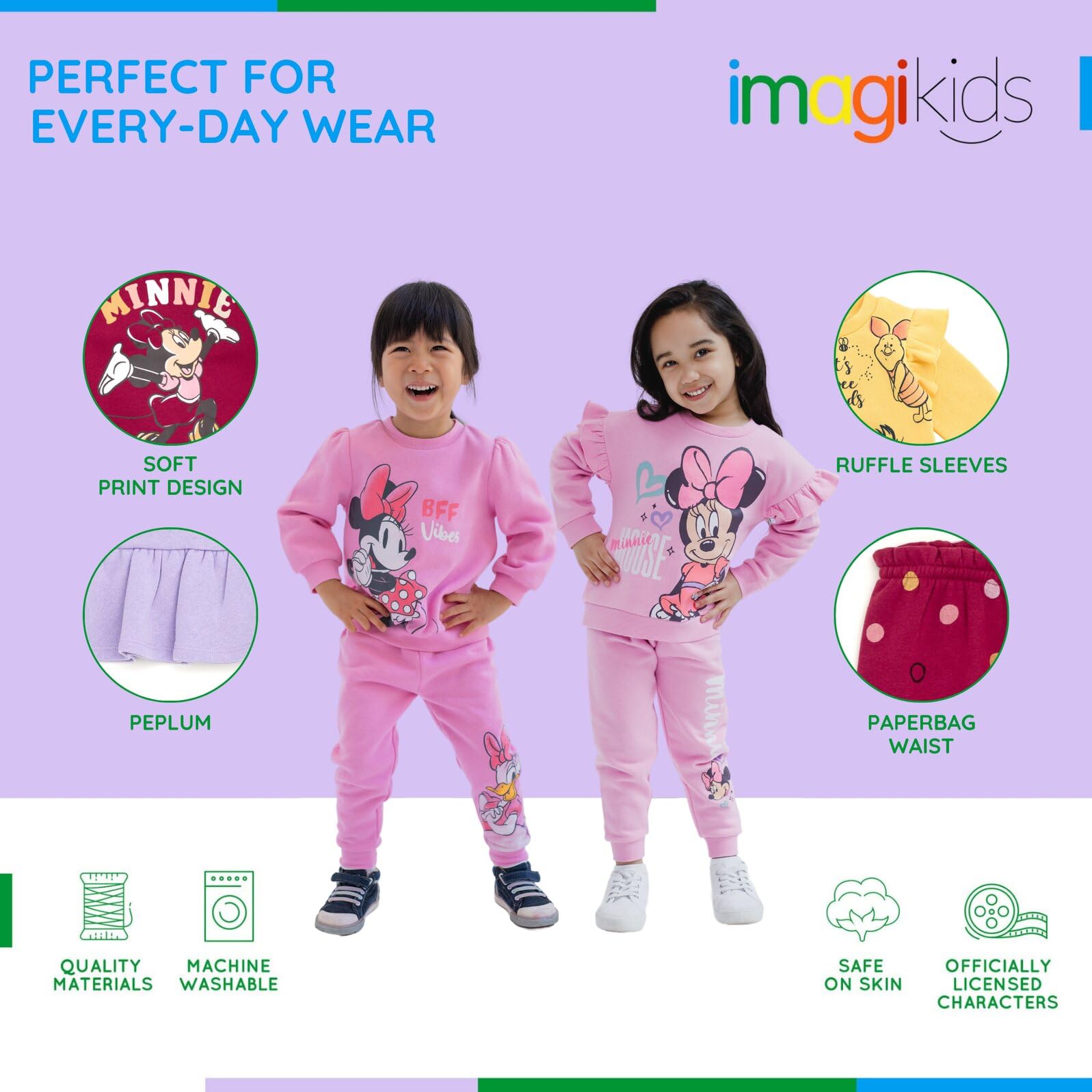 Disney Księżniczka Minnie Mouse Kubuś Puchatek The Aristocats od noworodków do dużych dzieci, bluza polarowa i spodnie zestaw