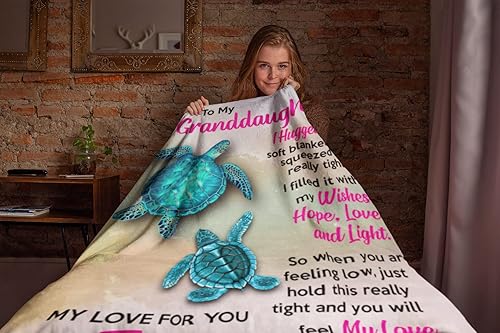 Miniatura 6 de Manta personalizada con texto en inglés To My Granddaughter from Grandma Mom Grandpa, manta personalizada con letras de tortuga, manta de microforro