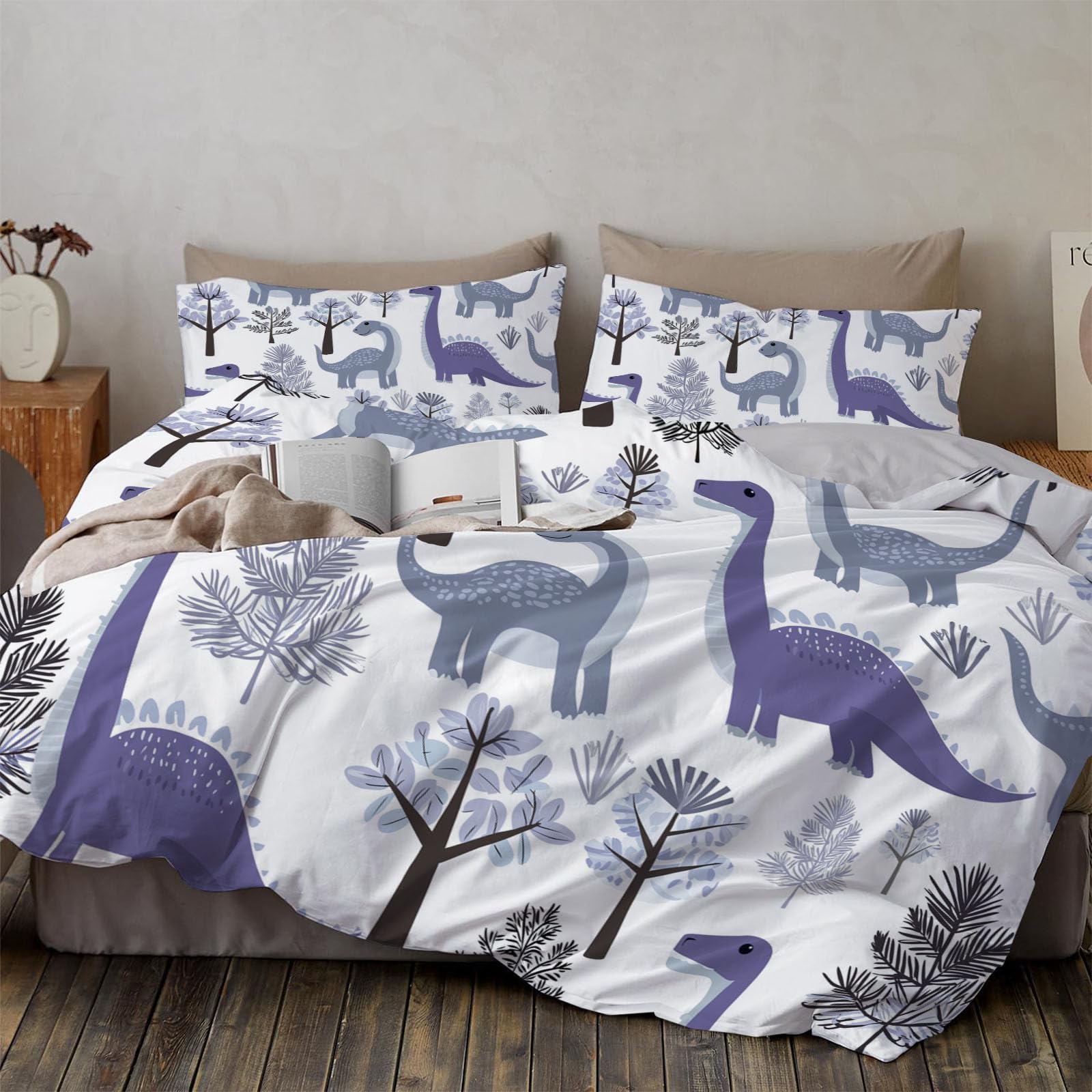 Housse de couette dinosaures contre les draps rudes parure de lit 200x200 microfibre