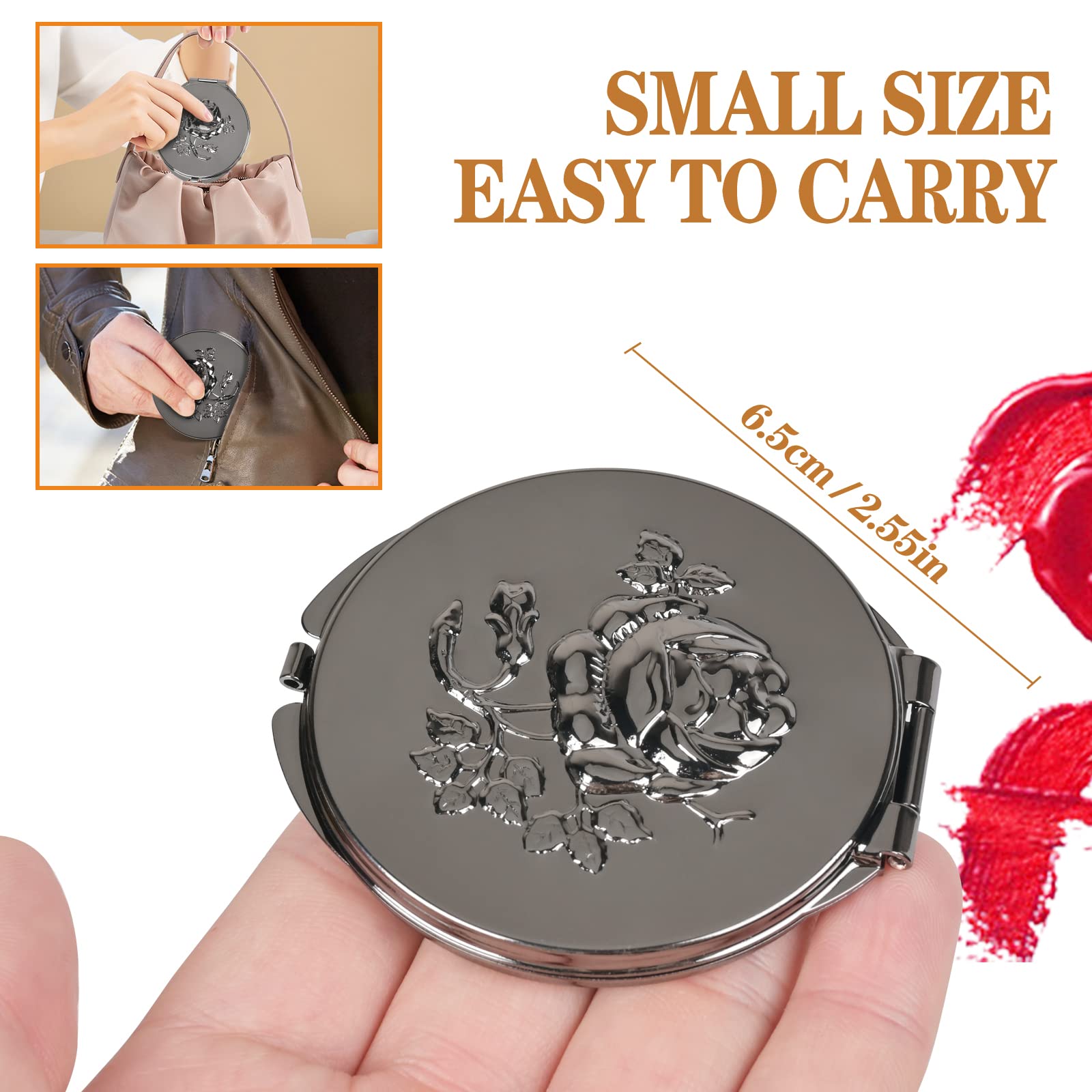 Specchio di ingrandimento della mano - 50 mm di lente d'ingrandimento pieghevole portatile con coperchio in pelle | Piccola lente d'ingrandimento per i giocattoli di apprendimento educativo precoce