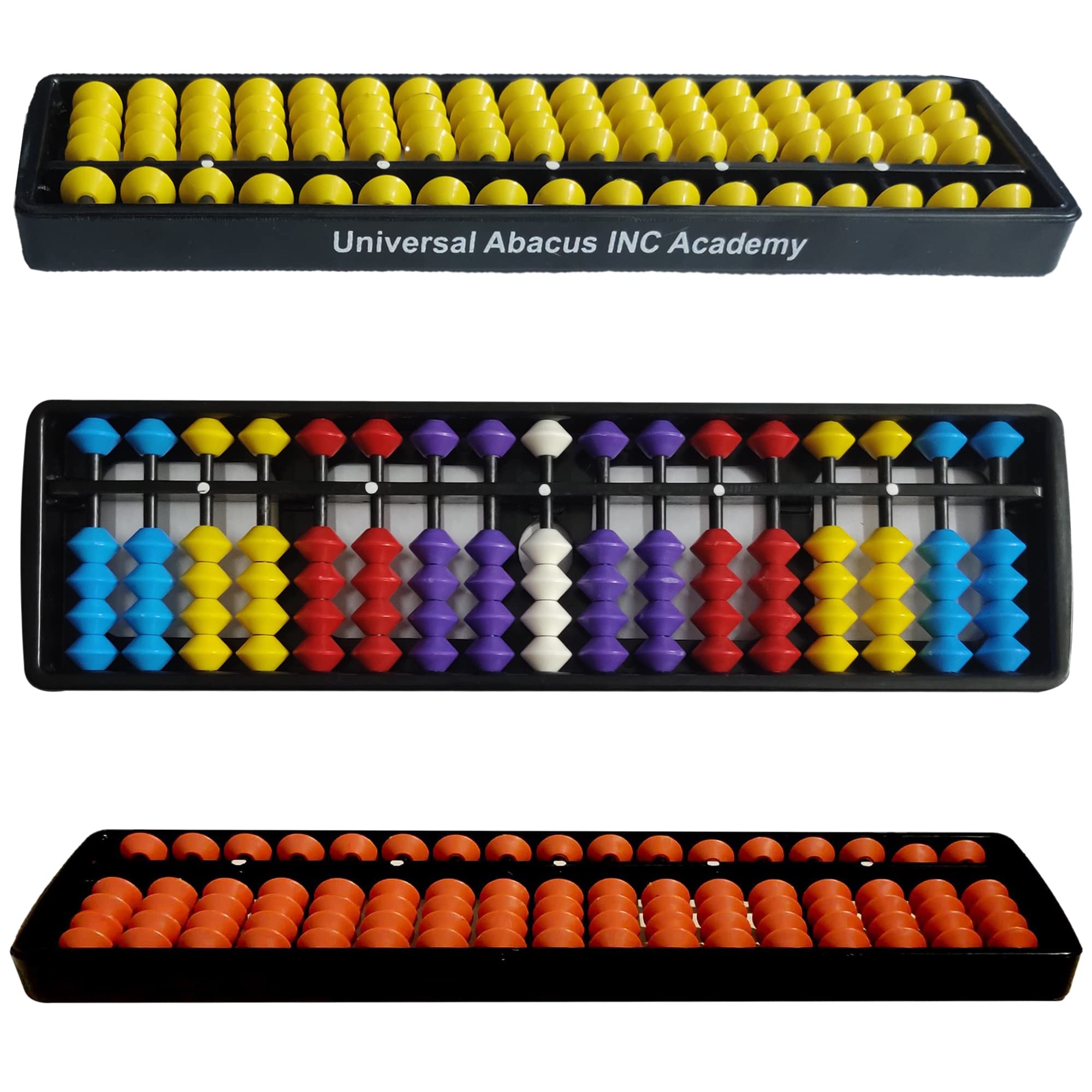 unikus's Combo of 3 Abacus Tool | 17 rods | Brown Color | Multicolor | Yellow | Counting Frame