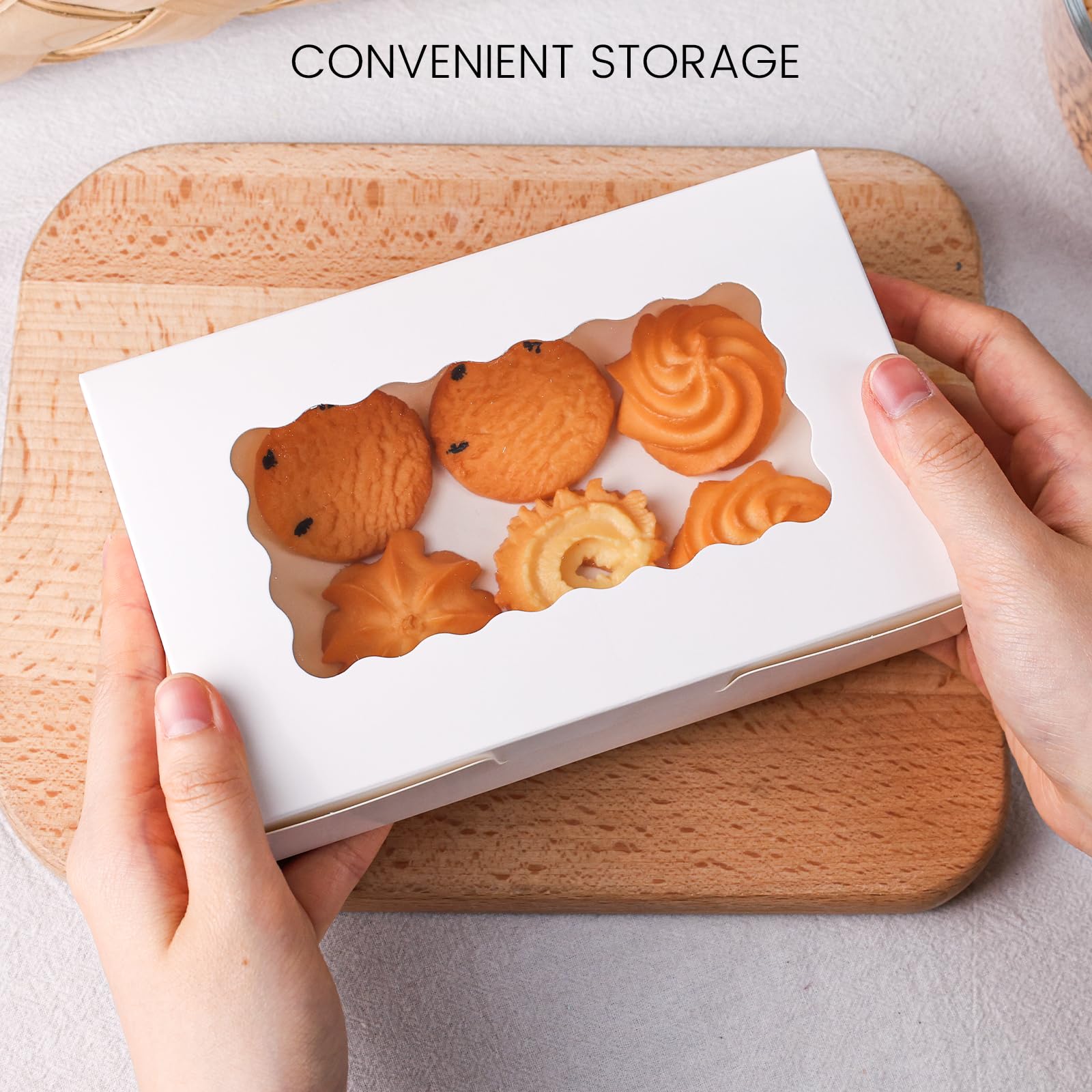 VGOODALL 20PCS Cookie Boxes, 7x4.3x1.5 Inches White Bakery Boxes with Window Cupcake Containers for Gift Giving, Treat, Dessert, Strawberries,Muffins