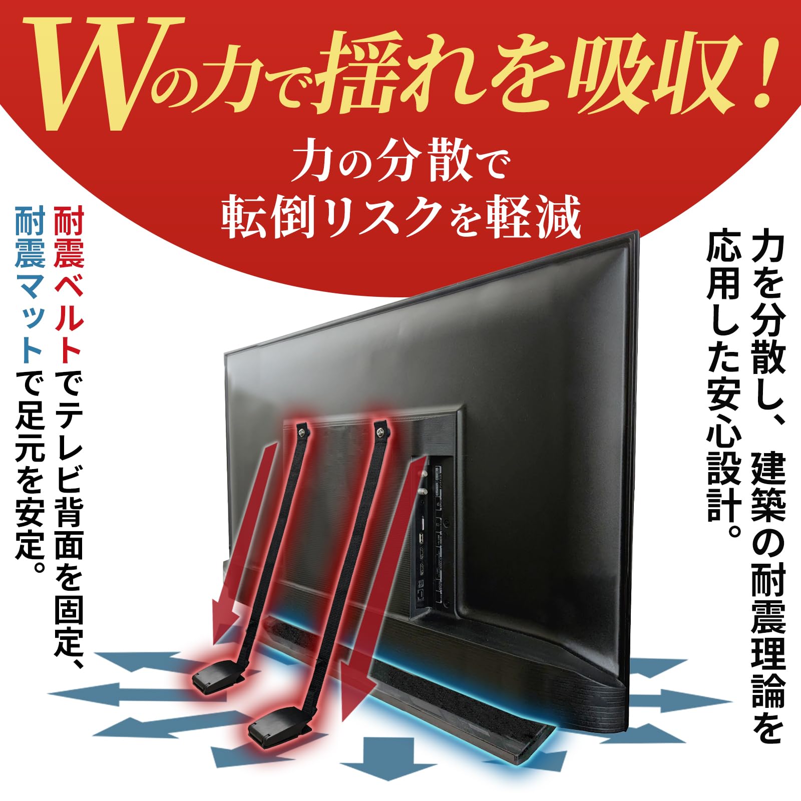 テレビの固定部品です Amazon | 2026年最新型 アーキグッズ 建築士監修 テレビ転倒防止ベルト