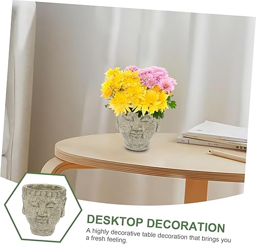 Miniatura 6 de Maceta de Buda, cabeza de buda, estatua de jardín zen, maceta, escultura de budismo, regalos para el hogar, interior y exterior, verde oliva, 5.1 x