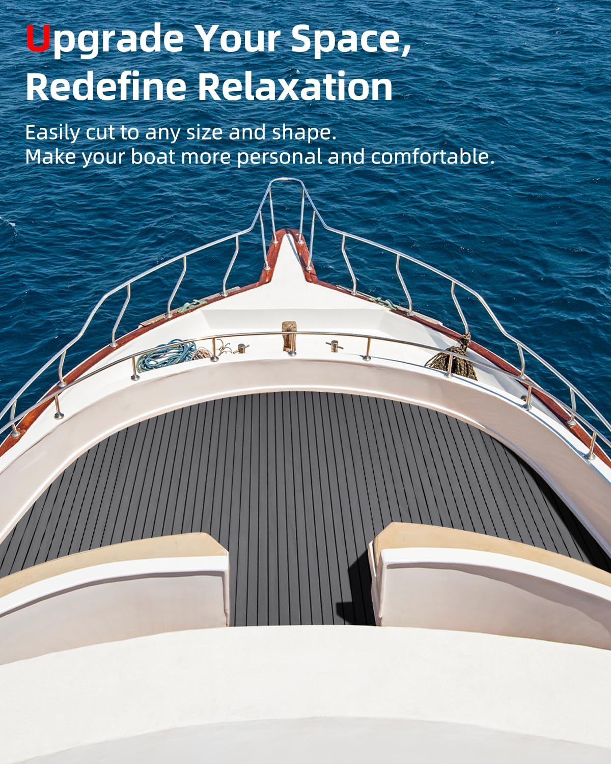 Abahub EVA Foam Boat Decking 96''x45.6''/36''/28.8''/24''/16.8'', 48''x16.8'' Self-Adhesive Faux Teak Marine Flooring Sheet Traction Pad for Boats Surfboard Swim Platform RV Floor