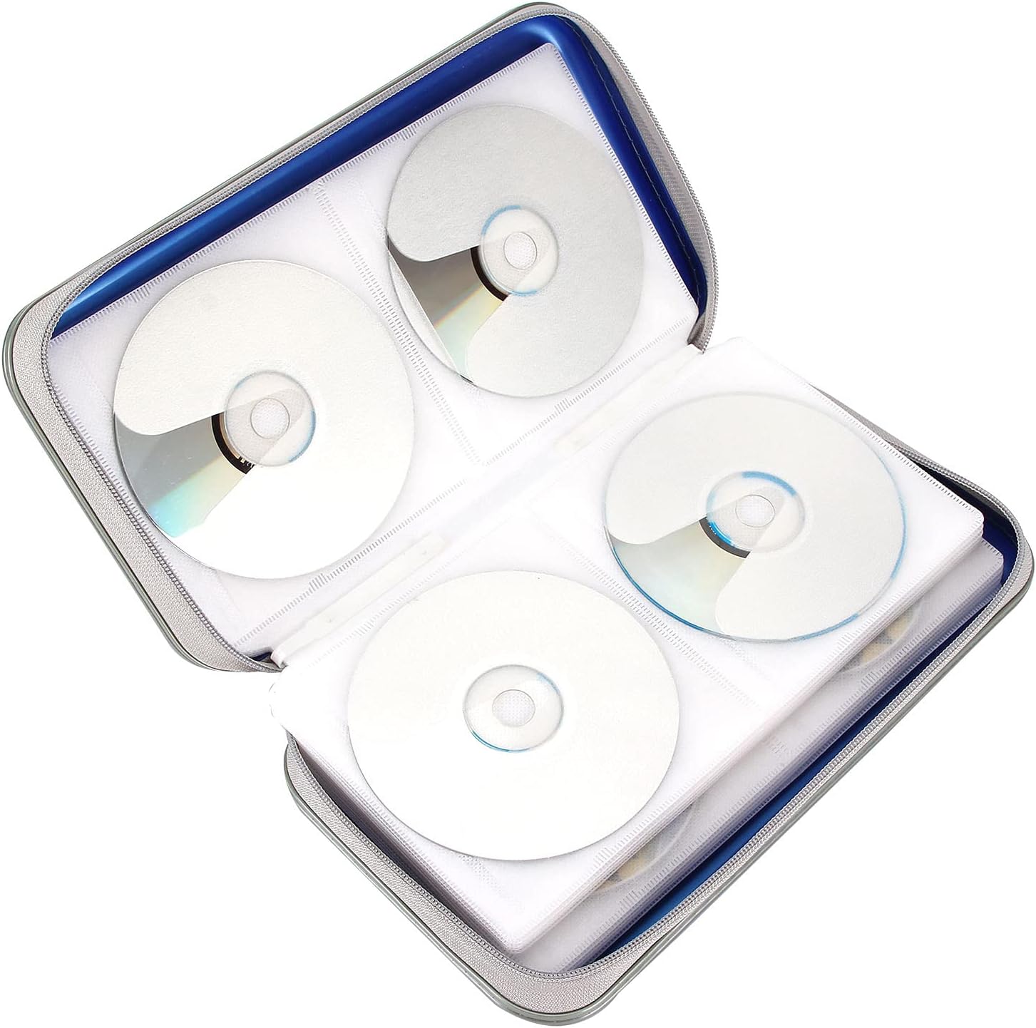 Siveit 80 Capacity CD/DVD Case Wallet VCD Storage Holder Booklet Album Box Binder with Portable Strap (Blue)