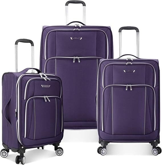 review Traveler's Choice Lares Softside Expandable Luggage with Spinner Wheels, Purple, 3 Piece Luggage Set