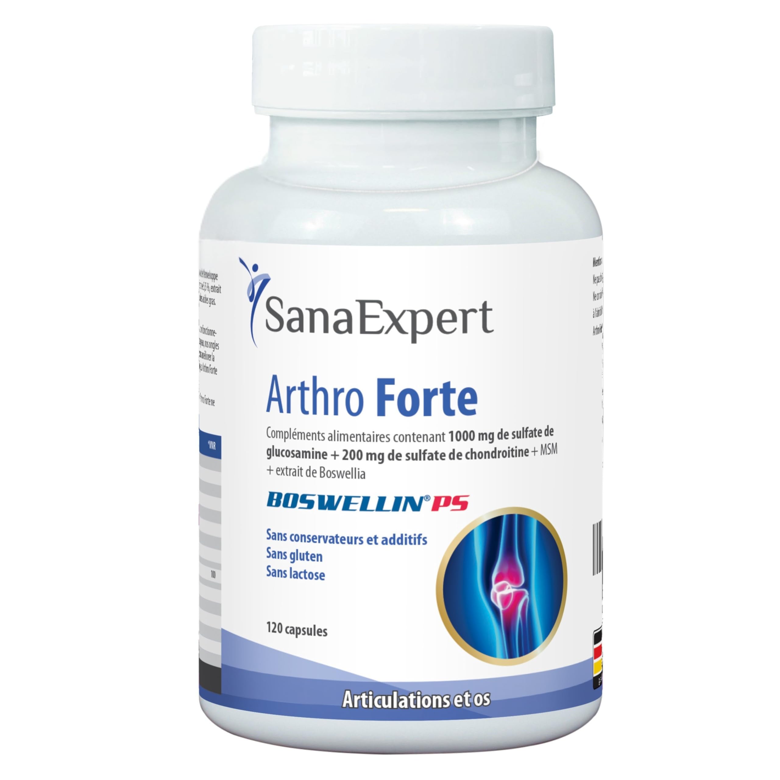 SanaExpert Arthro Forte | Support Naturel pour les Articulations et les Os | avec MSM, Sulfate de Glucosamine, Chondroïtine | 120 Capsules | Ingrédients 100% Naturels | Fabriqué en Allemagne