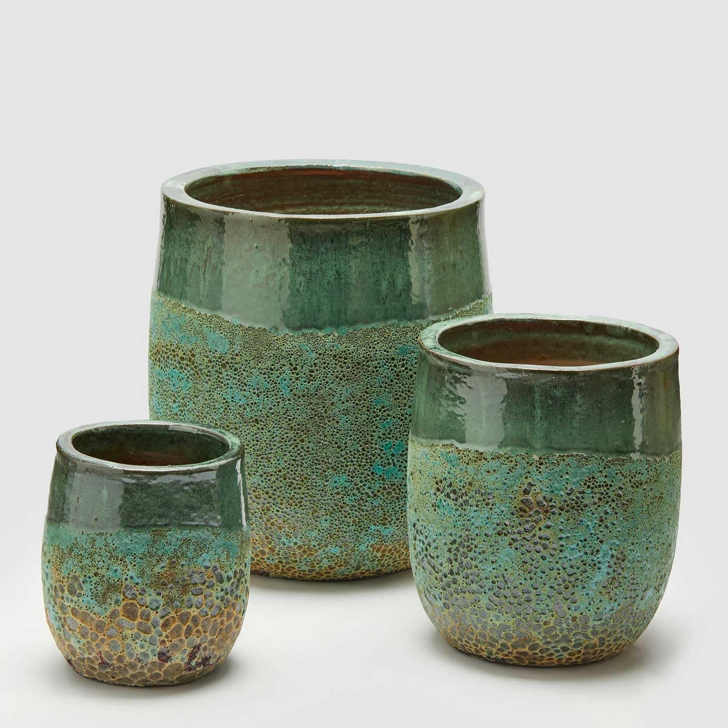 EDG Enzo De Gasperi Vaso Porta Piante Saigon in Ceramica Grande 41x36cm Turchese