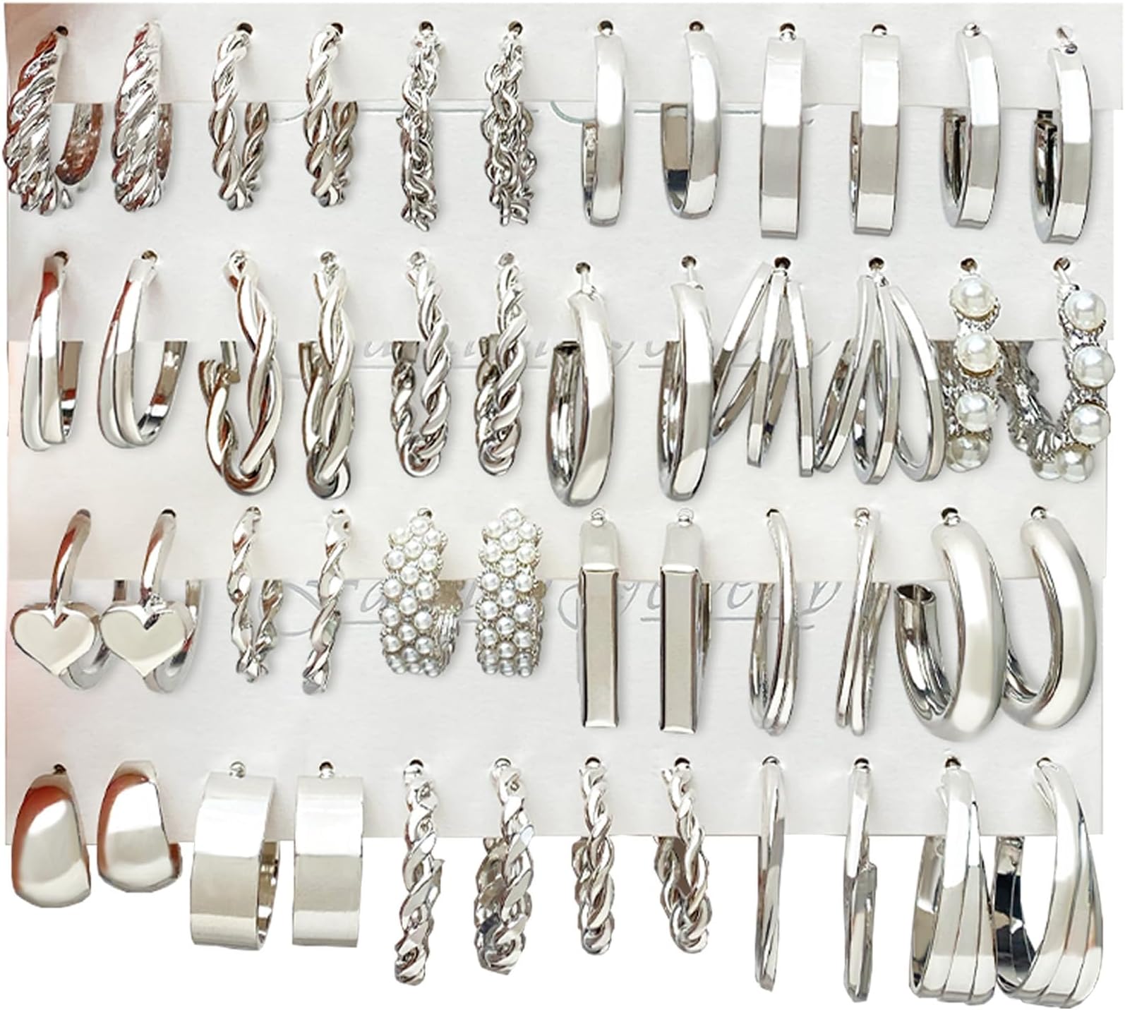 24 Pairs Gold Hoop Earrings Set for Women Hypoallergenic Chunky Chain Twisted Open Hoops Dangle Earring Packs for Birthday Party Christmas Fashion Jewelry Gift