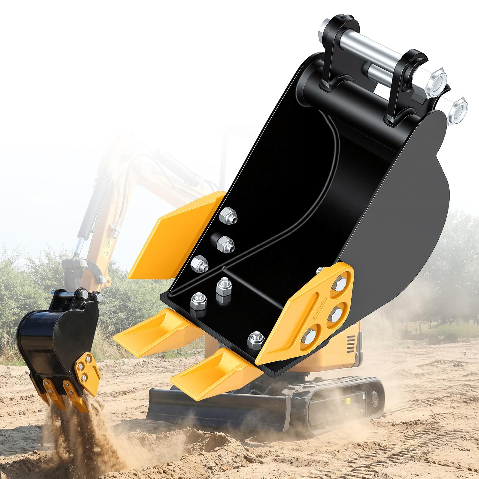 Universeller Baggerlöffel Für Mini Bagger – 90 Mm Aufnahme, 25 Mm Bohrung – Passgenau Für Rohrleitungsbau & Grabenaushub Schwarz