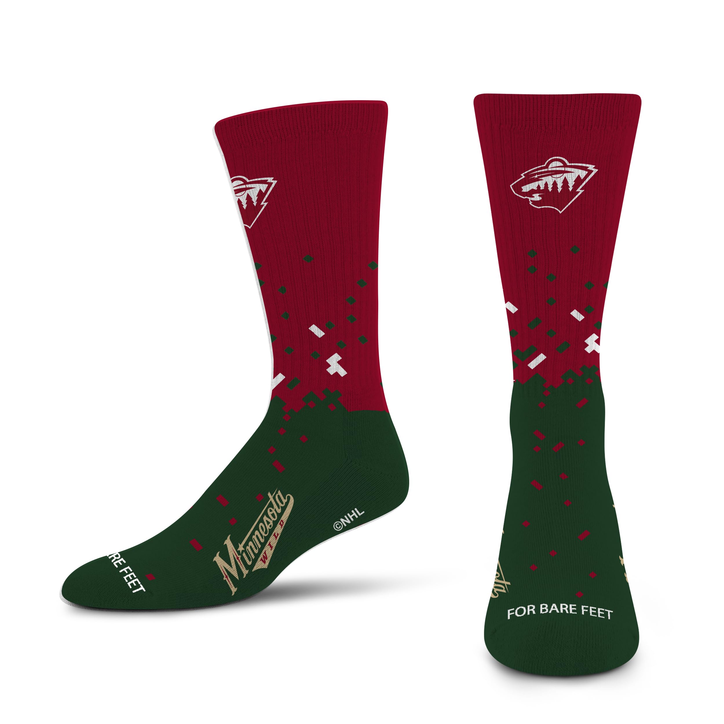 Photo 1 of For Bare Feet NHL MINNESOTA WILD Spray Zone Crew Sock Team Color Youth