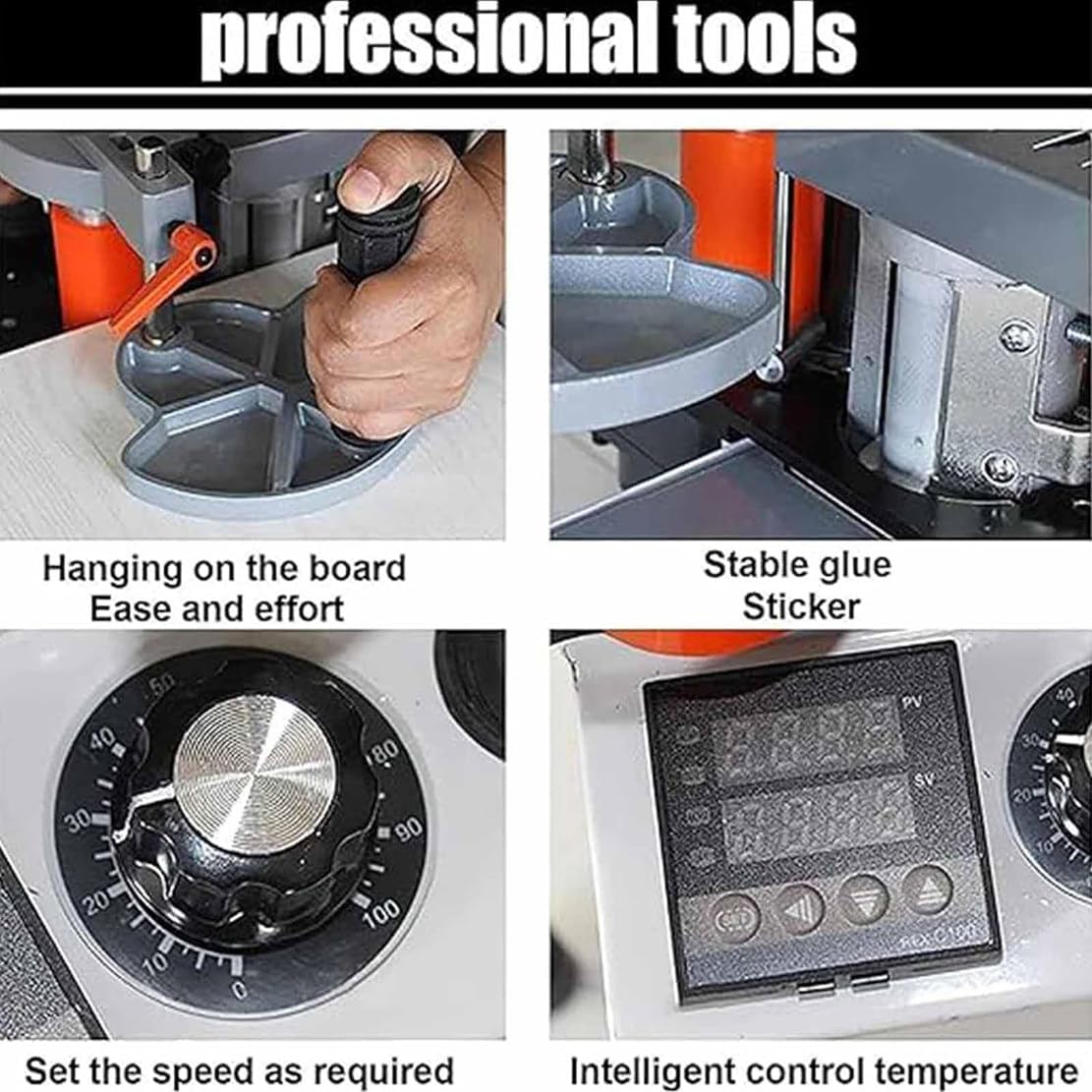 NYMFEA 1200W Portable Woodworking Edge Banding Machine, Benchtop Edge Bander Double Sided Gluing, Curve Straight Edge Bander for 0.3-3mm Thickness 10-60mm Width